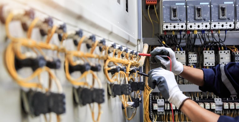 Electrician use meters to measure current at devices in the MDB cabinet