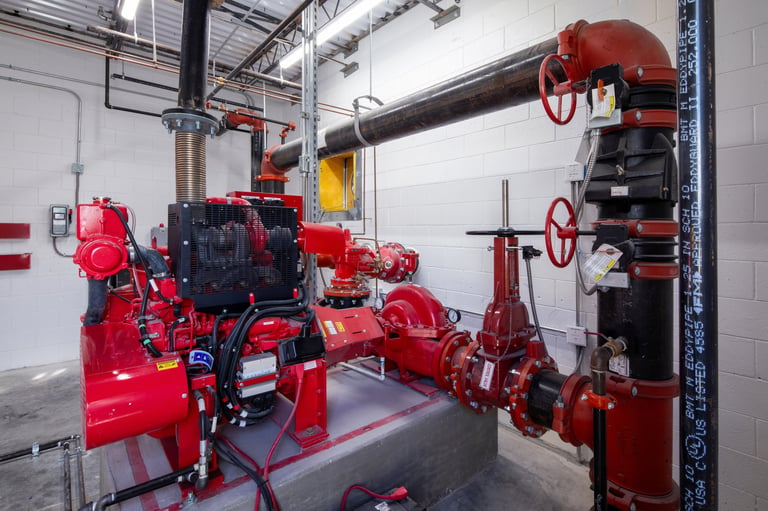 Indoor water pump for fire protection system